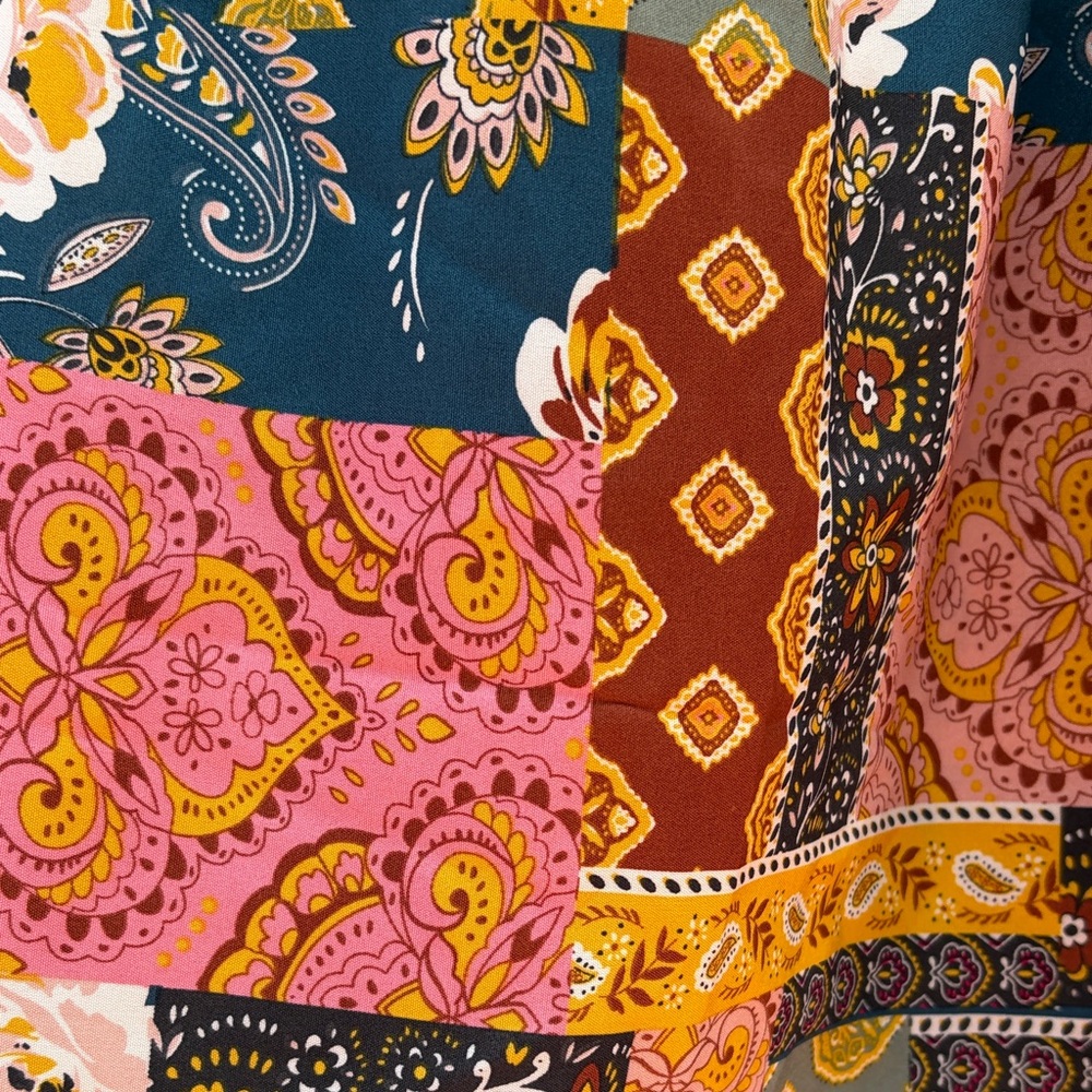 Prondi Patterned Patchwork Wide Leg Pants - Multi… - image 8